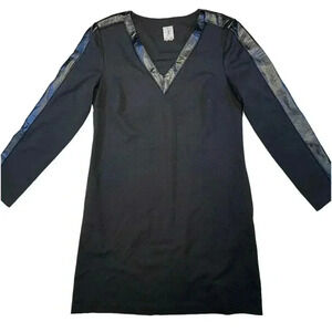 Women’s Long Sleeve Faux‎ Leather Trim Black Mini Dress Size 6 by Julia Jordan